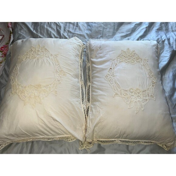 Vintage crochet boho cottage accent pillow pillowcase lot - Picture 4 of 12